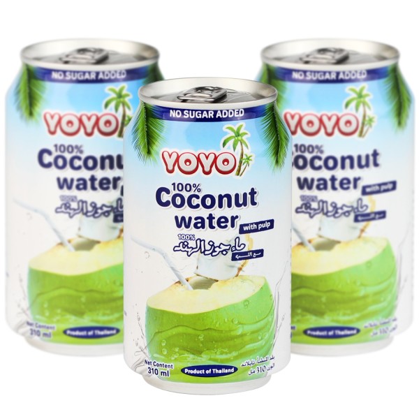 YOYO 100% Coconut Water with Pulp, No Sugar Added, 10.5 fl oz (Pack 6)